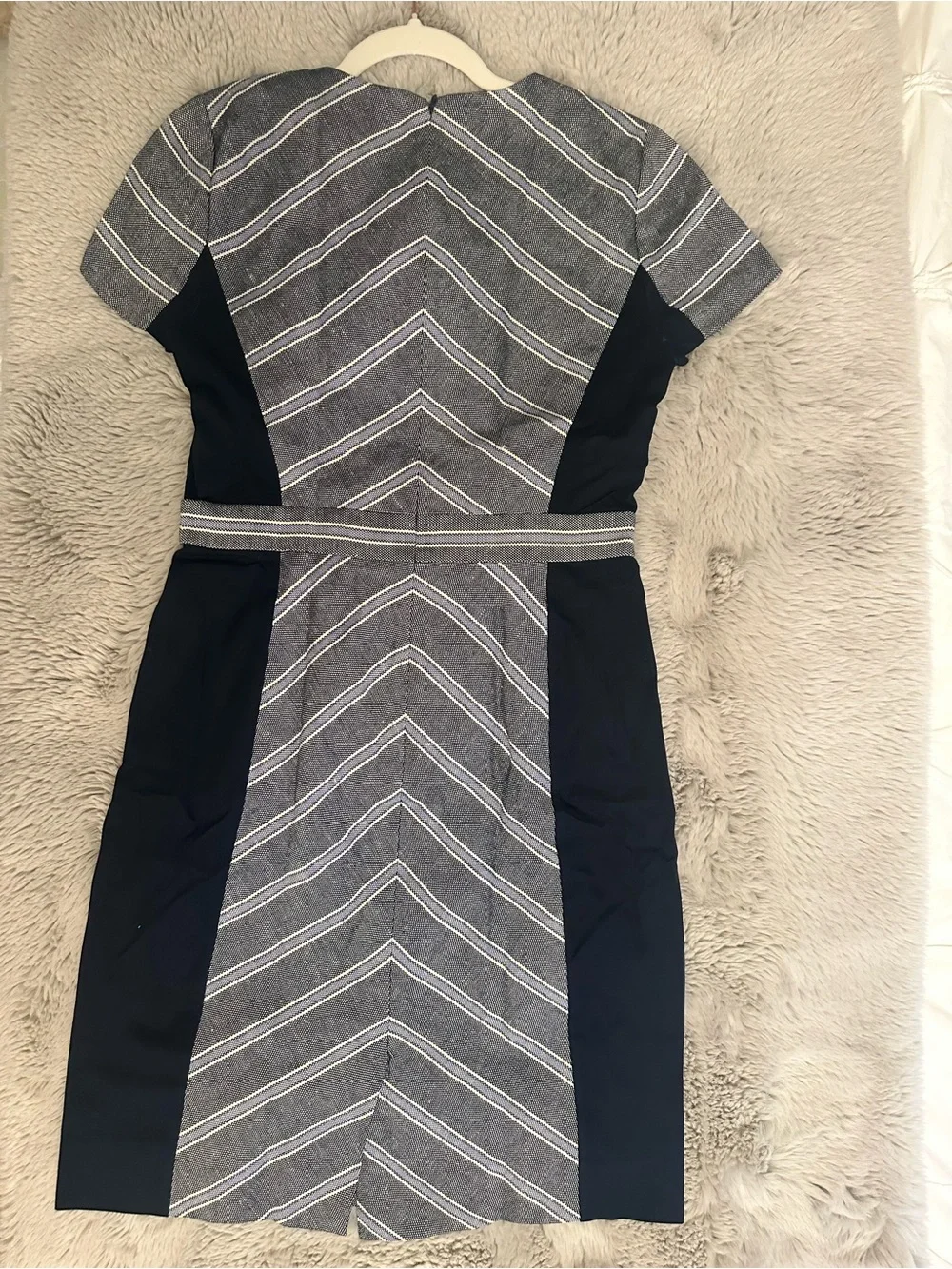 J. Crew Chevron Panel Sheath Dress in Navy and Gray, Size 4